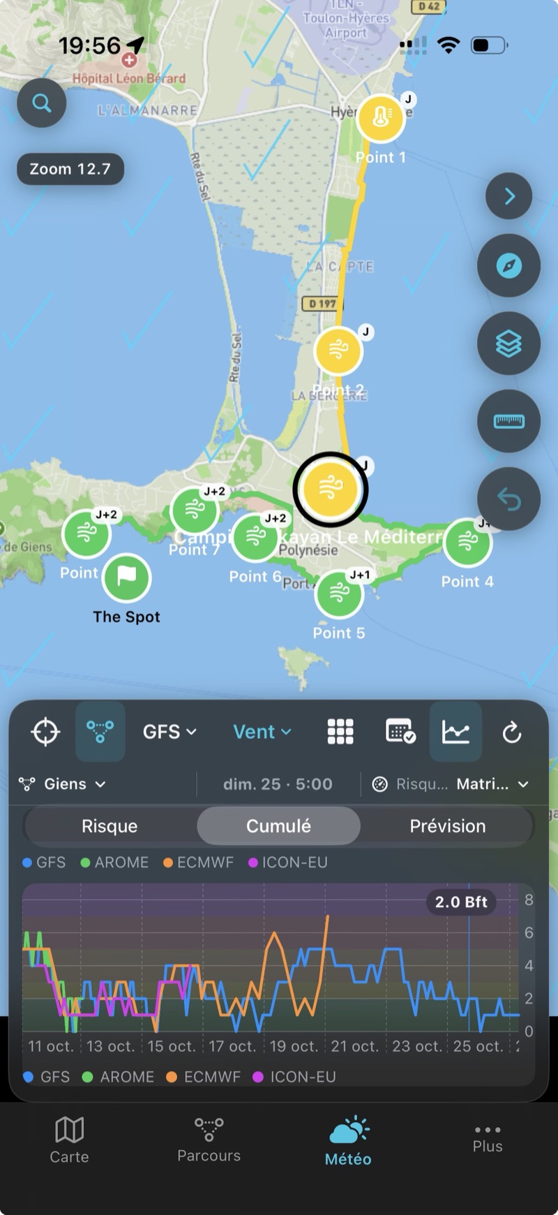 Cumulé : comparaison des différents modèles météo.